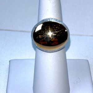 Designer Rose &White Gold Plated Brass Two Tone Modern Minimalist Sparkling Ring